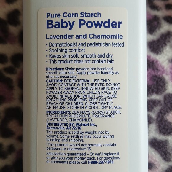 Equate Pure Cornstarch Baby Powder with Lavender and Chamomile 22 oz - Picture 7 of 8